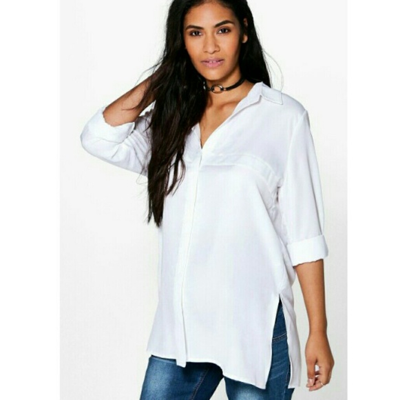 Boohoo Tops - 🆕NWOT Boohoo Ultra White Silky Maternity Top🆕